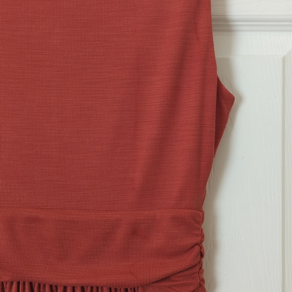 Maeve by Anthropologie Nora Textured Sleeveless Faux Wrap A-line Dress Rust XS - Picture 13 of 15